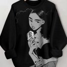 Women's Singing Girl Vintage Print Cozy Sweatshirt