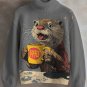 Women's The Otter Was Burned By The Coffee Print High Neck Knit Sweatshirt