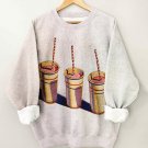 Women's Three Strawberry Shakes Print Casual Sweatshirt
