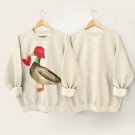 Women's Valentine's Day Love Duck Graphic Print Cotton Long Sleeve T-Shirt Thin Sweatshirt