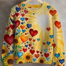 Women's Valentine's Day Sunshine Sunflowers and Love Print Knit Sweatshirt