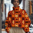 Women's Vintage Tribal Pattern Print High Neck Knit Sweatshirt
