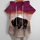 Women's African Cow Art Painting Ethnic Pattern Print Hooded Tank Top