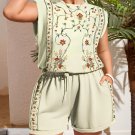 Women's Floral Print Vacation Tank Top Shorts Matching Set