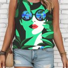 Women's Hawaii Vacation Plant Art Print Casual Tank Top