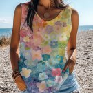 Women's Multicolor Flowers Gradient Art Print Casual Tank Top