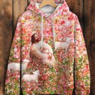 Women's Jesus And The Lamb In A Flower Field Print Casual Hoodie
