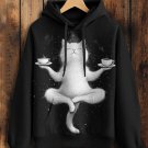 Women's Meditation Cat And Coffee Print Cozy Hoodie