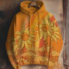 Women's Rainbow Hippie Flower Art Print Casual Hoodie