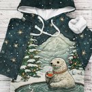 Women's Seal Drinking Tea Christmas Tree Art Print Casual Hoodie