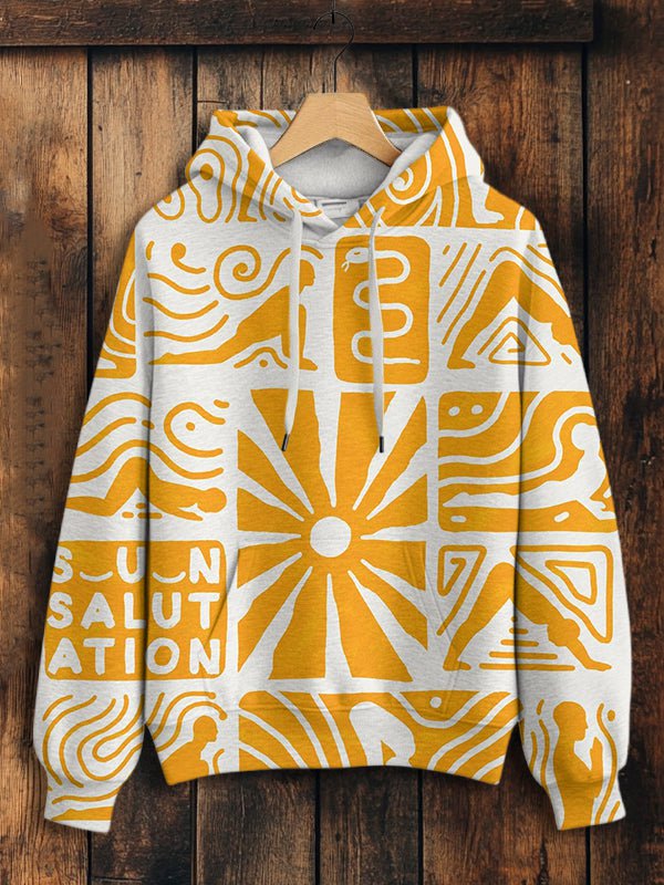 Women's Sun Salutation Yoga Pose Print Casual Hoodie
