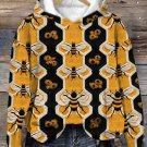 Women's Vintage Honey Bees Pattern All Over Print Hoodie