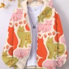 Women's Cute Cats Cartoon Art Print Hooded Zip Up Jacket