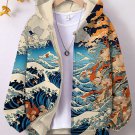 Women's Great Waves Japanese Art Print Hooded Zip Up Jacket