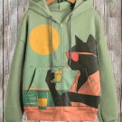 Women's Leisure Cat Cocktail Vacation Art Print Hooded Zip Up Jacket