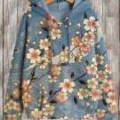 Women's Plants and Flowers Japanese Art Print Hooded Zip Up Jacket