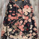 Women's Plants and Flowers Retro Japanese Art Print Hooded Zip Up Jacket