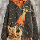 Women's Terrified Cat Meets UFO Retro Future Art Print Hooded Zip Up Jacket