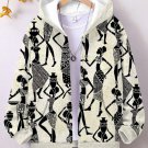 Women's Traditional African Women Pattern Print Hooded Zip Up Jacket