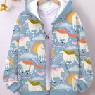 Women's Unicorn Cartoon Graphic Print Hooded Zip Up Jacket