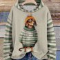 Women's Dachshund Dog In Clothes Print Stripe Splice Hoodie
