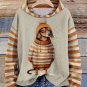 Women's Dachshund Dog In Clothes Print Stripe Splice Hoodie