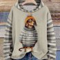 Women's Dachshund Dog In Clothes Print Stripe Splice Hoodie