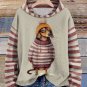 Women's Dachshund Dog In Clothes Print Stripe Splice Hoodie