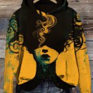 Women's Elegant And Abstract Portrait Art Print Cozy Hoodie