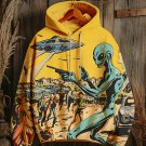 Women's Vintage UFO Alien Comics Style Sci-Fi Art Print Hoodie