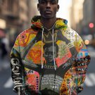 Men's Black Boy Graffiti Art Print Casual Hoodie
