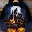 Men's Black Cat Witch Dark Pumpkin Art Casual Hoodie