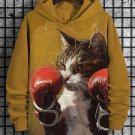 Men's Cat Boxer Print Casual Hoodie