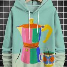 Men's Colorful Coffee Maker Graphic Print Casual Hoodie