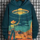 Men's Cowboy Catching UFO Print Casual Hoodie