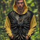 Men's Dark Art Retro Mysterious Bird Print Casual Hoodie