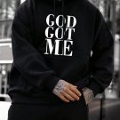 Men's God Got Me Slogan Print Casual Hoodie