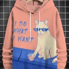 Men's I Do Want I Want Cat Funny Art Print Casual Hoodie