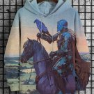 Men's Knight And Eagle Print Casual Hoodie