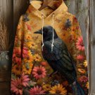 Men's Raven Floral Mystery Art Print Casual Hoodie