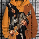Men's Retro Rock Guitarist Contrast Color Art Print Casual Hoodie
