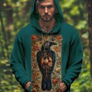 Men's Vintage Flowers Dark Art Raven Print Casual Hoodie