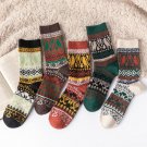 Men's Vintage Colorblock Graphic Pattern Five Pairs Crew Socks