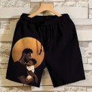 Men's Black Father's Day Art Print Linen Blend Shorts