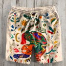 Men's Boho Tiger Vacation Floral Art Print Cotton And Linen Shorts
