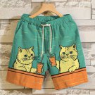 Men's Cocktail Cheers Vintage Style Illustration Print Linen Blend Shorts