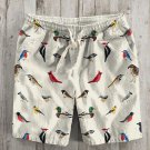 Men's Cute Bird Collector Embroidery Art Print Casual Shorts