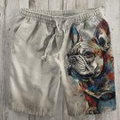 Men's Floral Bulldog Colorful Art Print Casual Shorts