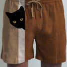 Men's Fun Hide And Seek Black Cat Print Casual Shorts