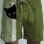 Men's Fun Hide And Seek Black Cat Print Casual Shorts